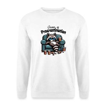Queen of Procrastination – Raccoon on the Sofa - Unisex Sweatshirt - white - Front
