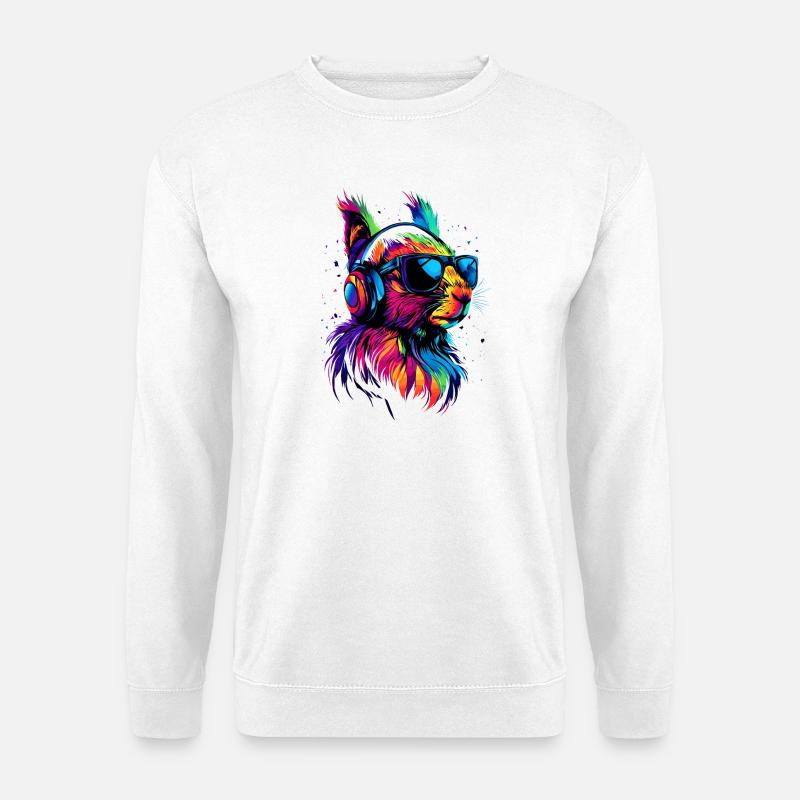 Eichhörnchen Kopfhörer Bunt Popart DJ Eichhörnchen - Unisex Pullover - Weiß