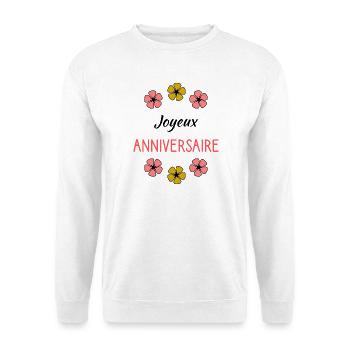 1. 1 AN. 1er ANNIVERSAIRE. ANNIVERSAIRE 1 AN - Sweat-shirt Unisexe - blanc - Devant