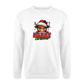 Weihnachtskuh mit Santa Hut - Unisex Pullover - Weiß - Vorne
