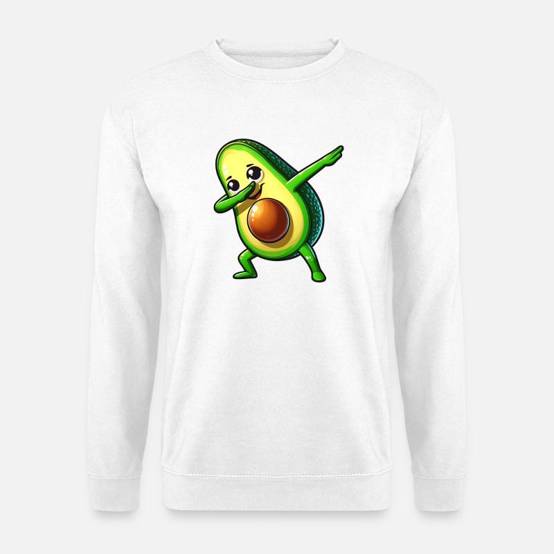 Avocado Dance: Fröhliche Avocado-Tanzfigur - Unisex Pullover - Weiß