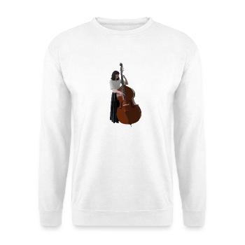 Kontrabassistin mit Kontrabass Kunst - Unisex Pullover - Weiß - Vorne