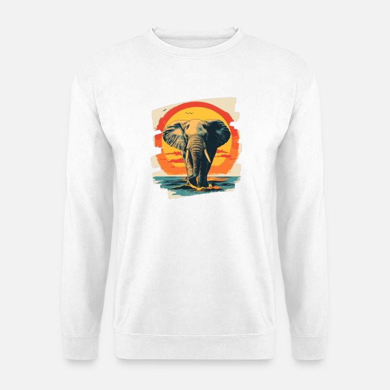 Elefant Retro - Unisex Pullover - Weiß