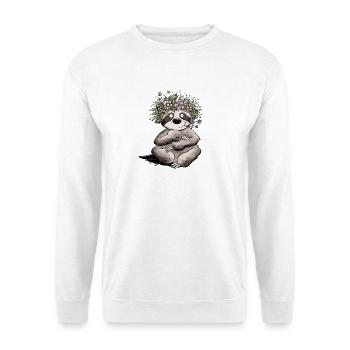 Blumen Faultier Im Frühling - Unisex Pullover - Weiß - Vorne