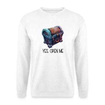 Old Treasure Chest – YES OPEN ME Cartoon - Unisex Sweatshirt - white - Front