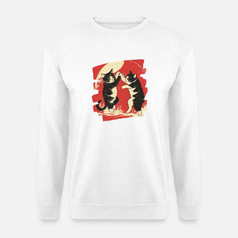 Japanischer Katzen Kampf - Unisex Pullover - Weiß