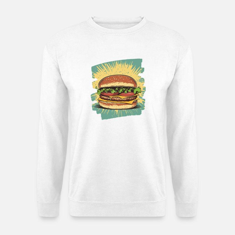 Burger Retro - Unisex Pullover - Weiß