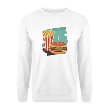 Burgers et frites rétro - Sweat-shirt Unisexe - blanc - Devant