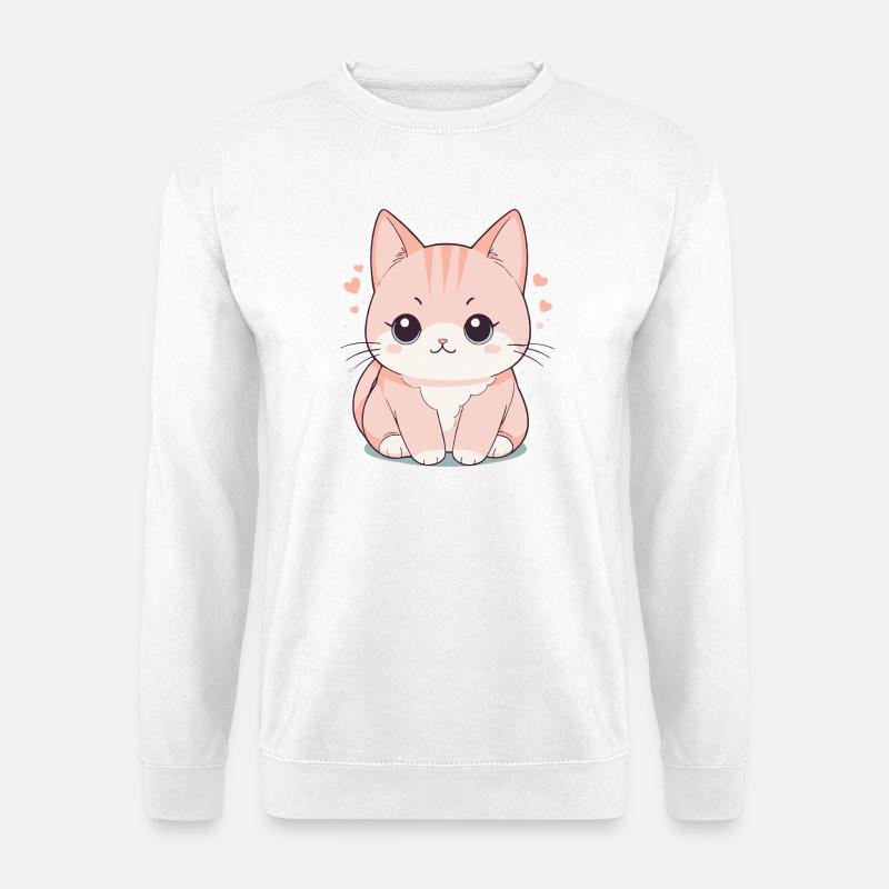 Niedliche Cartoon-Kätzchen-Illustration - Unisex Pullover - Weiß