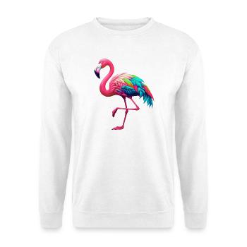 Flamingo - Unisex Pullover - Weiß - Vorne - Alina (178cm) & Michal (187cm)