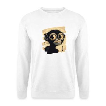 Affe - Unisex Pullover - Weiß - Vorne - Alina (178cm) & Michal (187cm)
