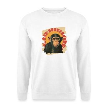 Affe Retro - Unisex Pullover - Weiß - Vorne - Alina (178cm) & Michal (187cm)