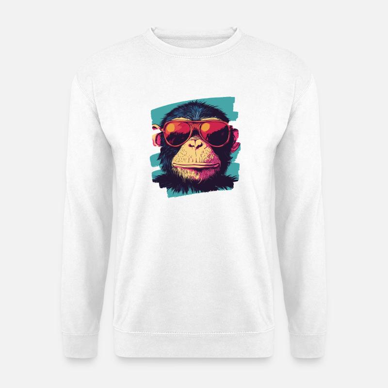 Affe Retro - Unisex Pullover - Weiß