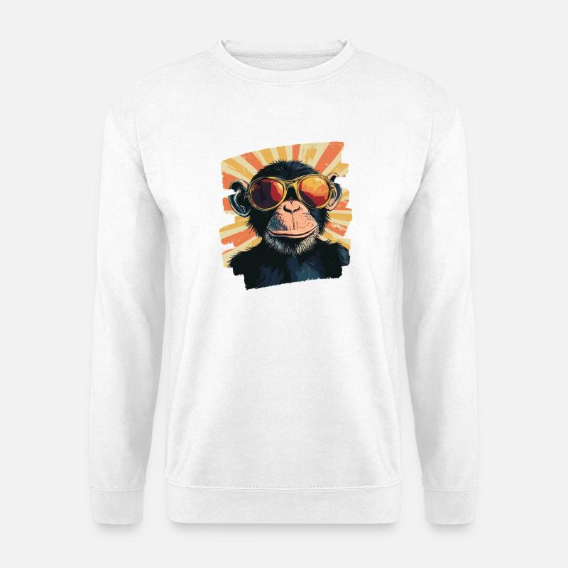 Affe Retro - Unisex Pullover - Weiß