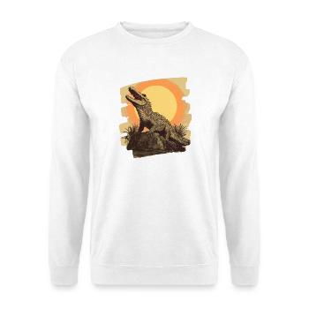 Krokodil Retro - Unisex Pullover - Weiß - Vorne - Alina (178cm) & Michal (187cm)