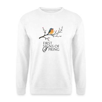 Vogel am Blütenzweig  - Unisex Pullover - Weiß - Vorne