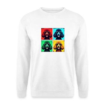 Pudel Pop Art, Luna, Charlie, Max, Lola, Mia - Unisex Pullover - Weiß - Vorne