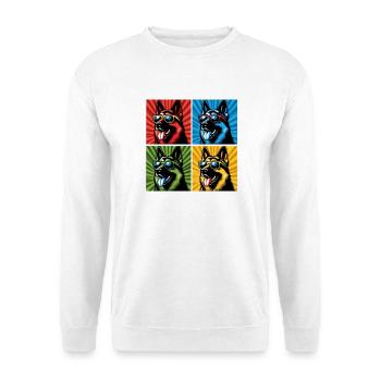 Ours Pop Art du Berger, Peluche, Biscuit, Gaufres - Sweat-shirt Unisexe - blanc - Devant