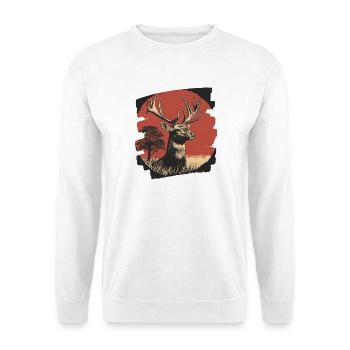 Cerf avec bois - Sweat-shirt Unisexe - blanc - Devant