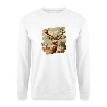 Cerf avec bois - Sweat-shirt Unisexe - blanc - Devant