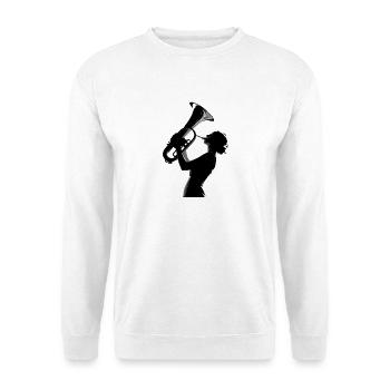 Silhouette élégante d’un joueur de tuba avec tuba - Sweat-shirt Unisexe - blanc - Devant