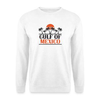 Golf-v-Mexiko-Sonnenuntergangspalmen - Unisex Pullover - Weiß - Vorne - Alina (178cm) & Michal (187cm)