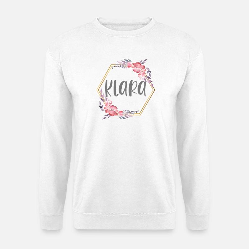Klara Mädchen Name personalisiertes Geschenk - Unisex Pullover - Weiß