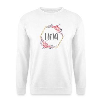 Lina Mädchen Name personalisiertes Geschenk - Unisex Pullover - Weiß - Vorne