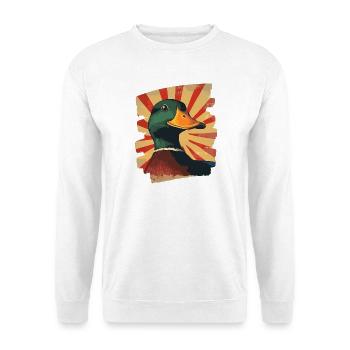 Ente Bauernhof - Unisex Pullover - Weiß - Vorne - Alina (178cm) & Michal (187cm)