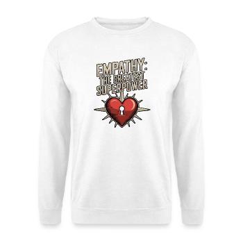 Empathie: Die größte Superkraft - Unisex Pullover - Weiß - Vorne - Alina (178cm) & Michal (187cm)