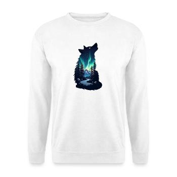 Wolf Night Northern Lights Silhouette - Unisex Sweatshirt - white - Front