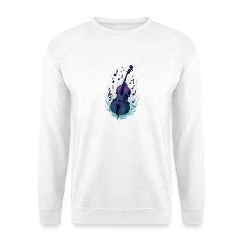 Contrebasse en flammes avec notes de musique - Sweat-shirt Unisexe - blanc - Devant