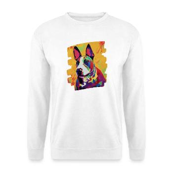 Bullterrier Kampfhund - Unisex Pullover - Weiß - Vorne - Alina (178cm) & Michal (187cm)