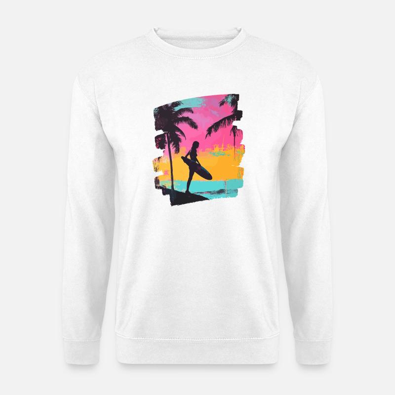 Surfeur Surf Planche de surf Surf - Sweat-shirt Unisexe - blanc