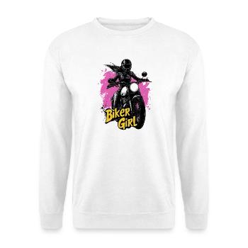 motard fille motorrad moto bikerin - Sweat-shirt Unisexe - blanc - Devant