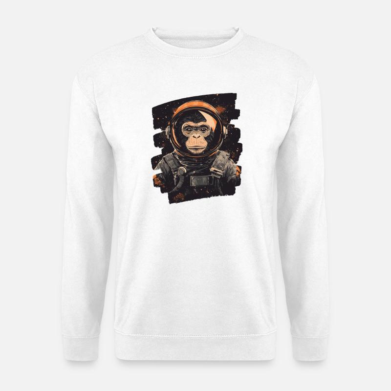 Affe Astronaut - Unisex Pullover - Weiß