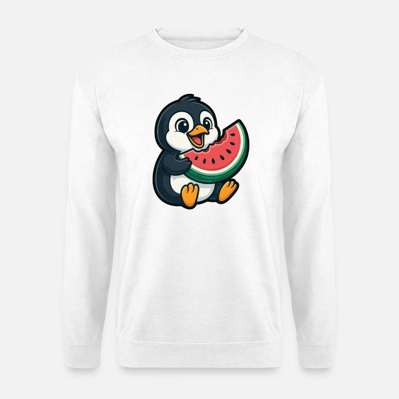 Pinguin mit Wassermelone Sommerfrucht - Unisex Pullover - Weiß