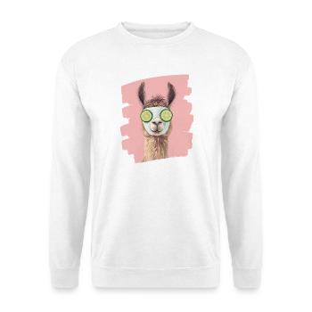 Lama Alpaka Beauty Selfcare Maske - Unisex Pullover - Weiß - Vorne - Alina (178cm) & Michal (187cm)