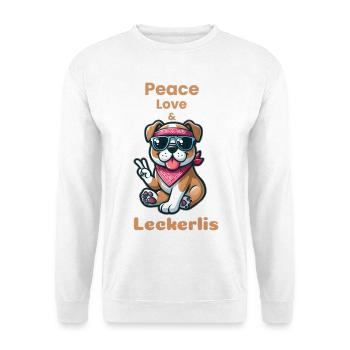 Niedlicher Hund mit Bandana und Sonnenbrille - Unisex Pullover - Weiß - Vorne