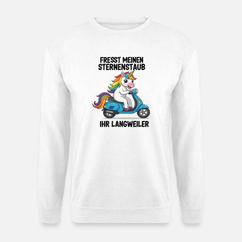 Roller-Einhorn - Unisex Pullover - Weiß