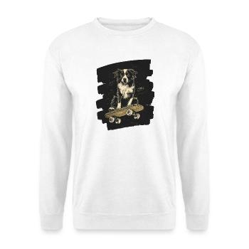 Boarder Collie Dog on Skateboard - Unisex Sweatshirt - white - Front