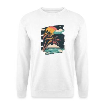 Plage Palmiers Coucher de soleil Été - Sweat-shirt Unisexe - blanc - Devant