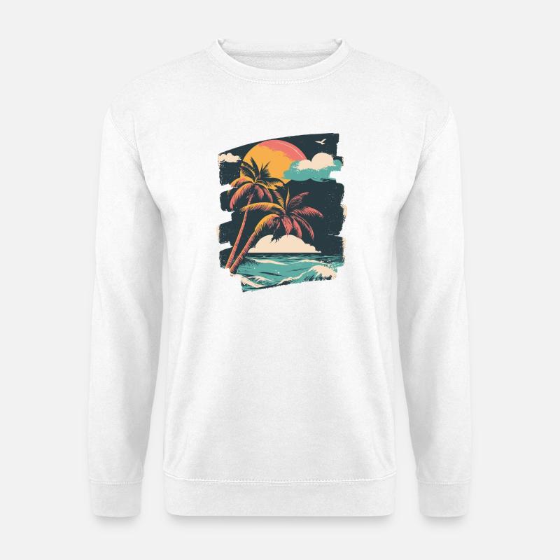 Beach Palm Trees Sunset Summer - Unisex Sweatshirt - white