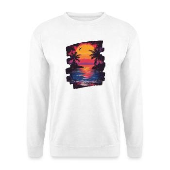 Plage Palmiers Coucher de soleil Été - Sweat-shirt Unisexe - blanc - Devant