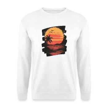 Plage Palmiers Coucher de soleil Été - Sweat-shirt Unisexe - blanc - Devant