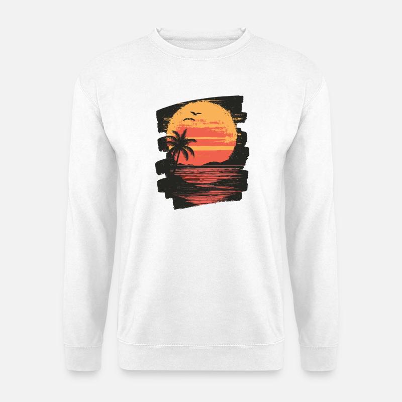 Beach Palm Trees Sunset Summer - Unisex Sweatshirt - white