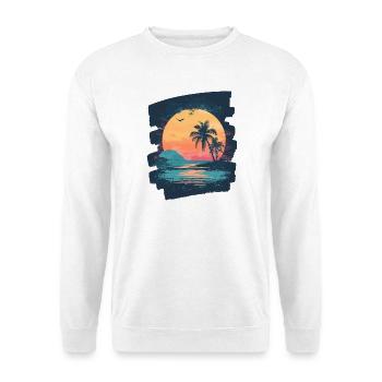 Plage Palmiers Coucher de soleil Été - Sweat-shirt Unisexe - blanc - Devant
