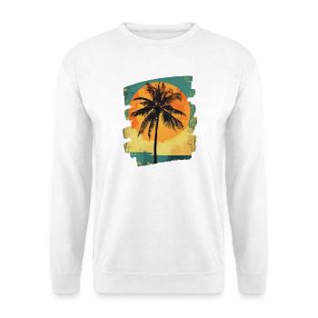 palmier coucher de soleil soleil d’été - Sweat-shirt Unisexe - blanc - Devant