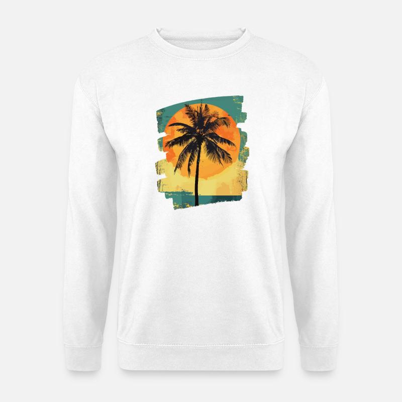 Palm Tree Sunset Summer Sun - Unisex Sweatshirt - white
