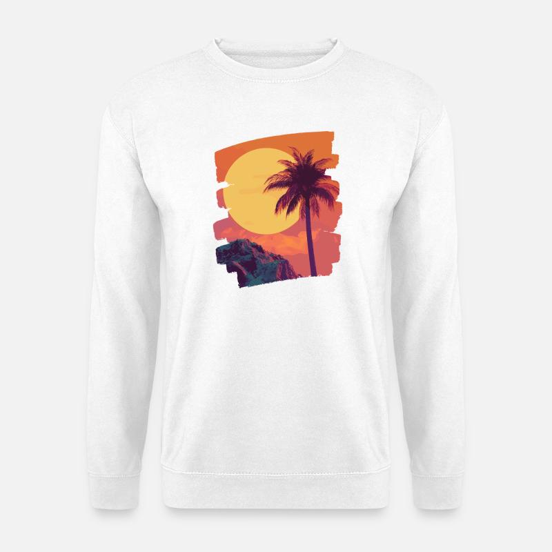 Beach Palm Trees Sunset Summer - Unisex Sweatshirt - white